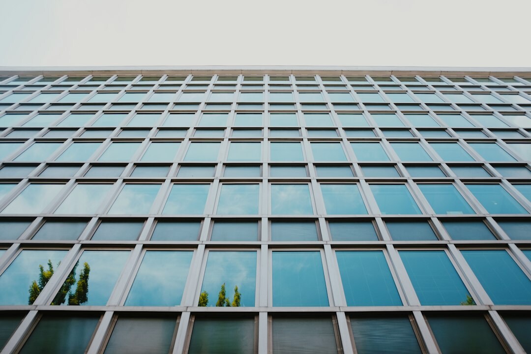 Exterior view of a modern corporate office building facade